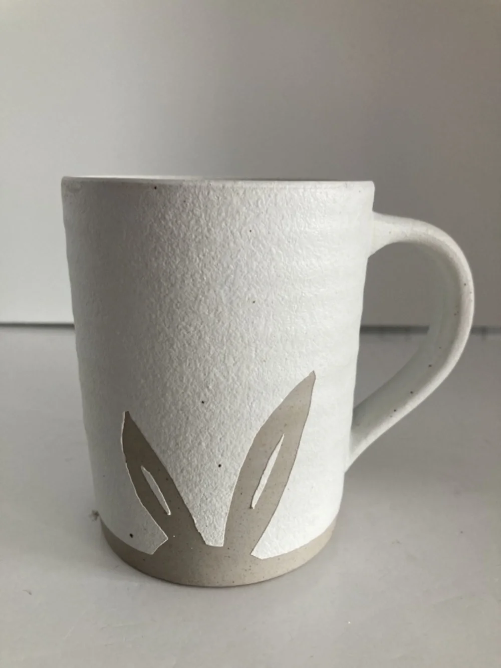 Pottery Barn Farmstead Rabbit Mug Bunny Ears Stoneware 16oz Off-White EUC